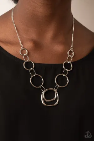 Paparazzi Necklace ~ Linked Up Luminosity - Silver