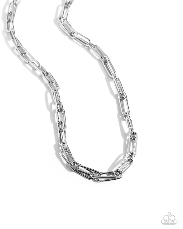 Paparazzi Necklace ~ Paperclip Power - Silver