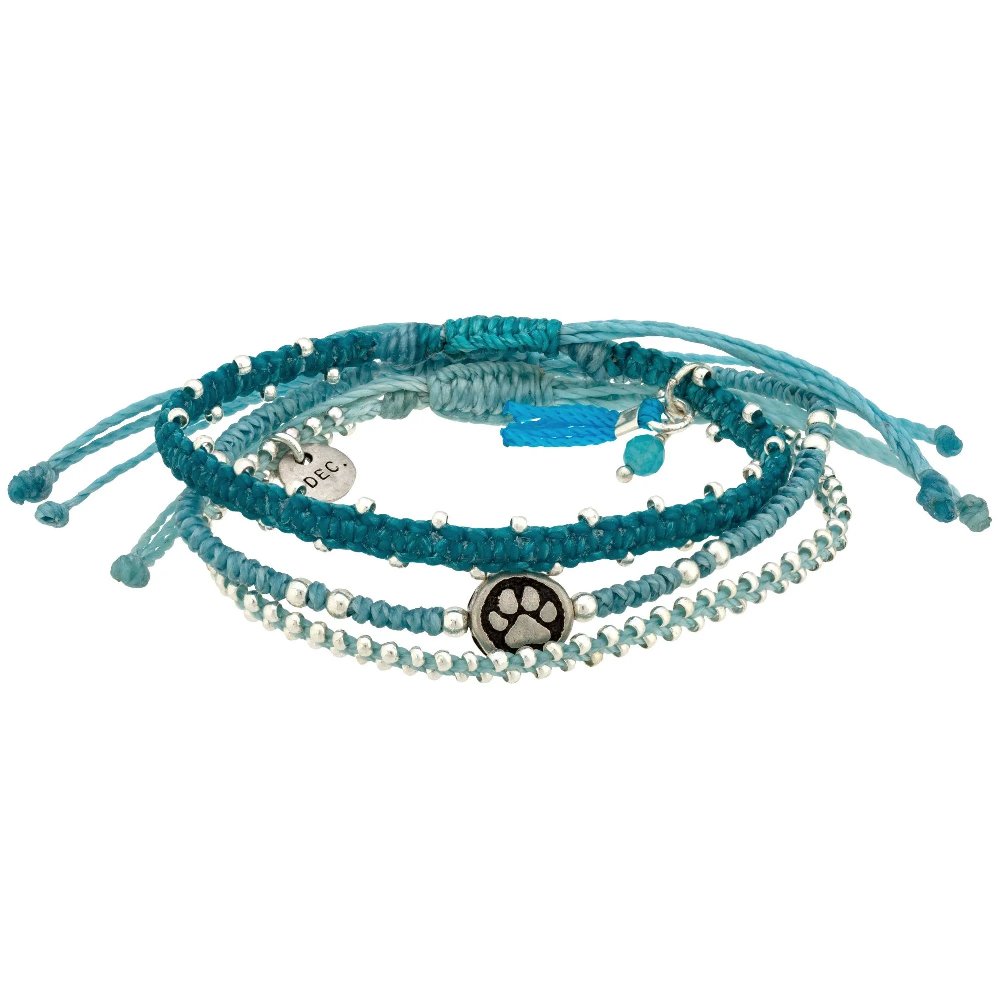 Paw Print Birthstone Woven Bracelet Set