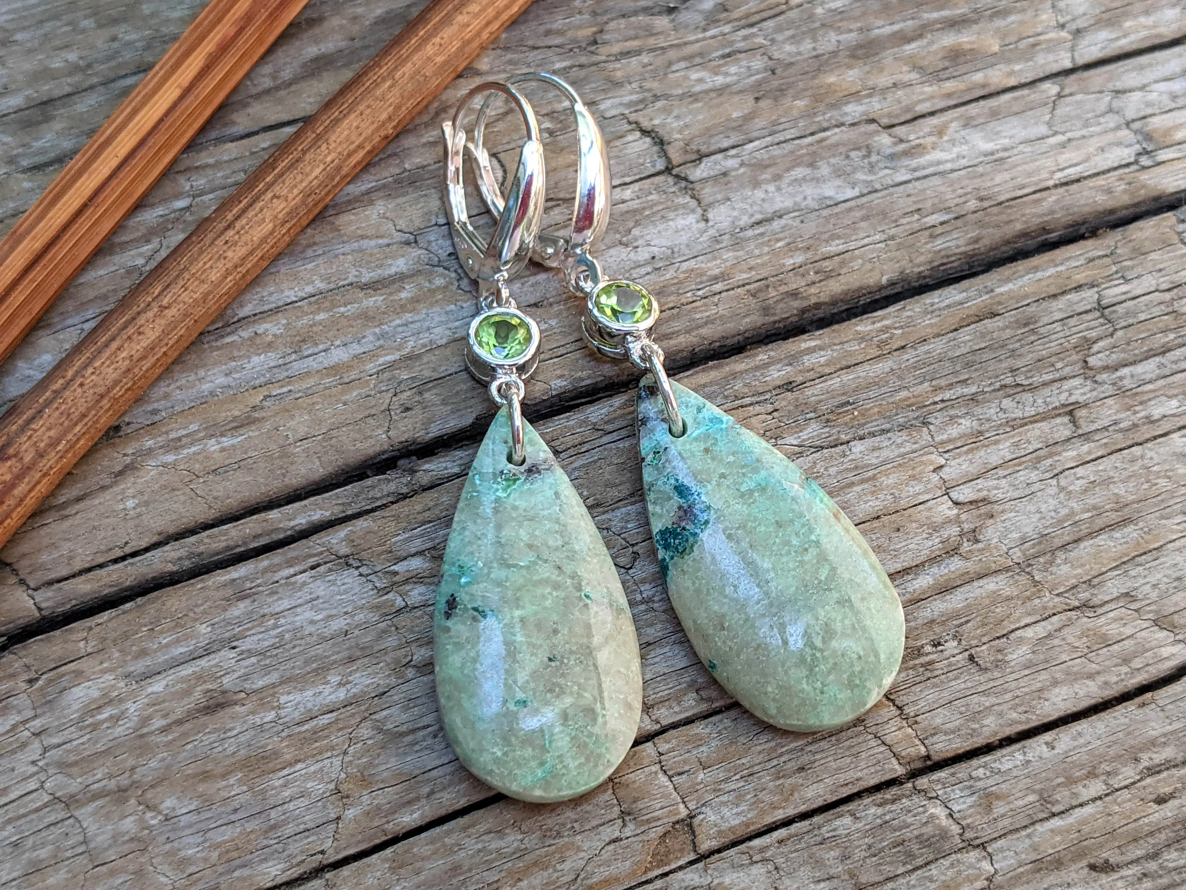 Peridot & Chrysocolla Gemstone Earrings