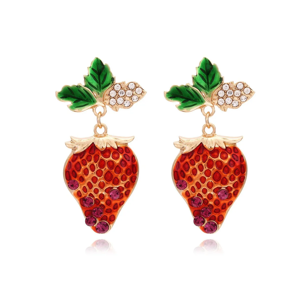 Pre Order:  Alloy Diamond Inlaid Strawberry Earrings