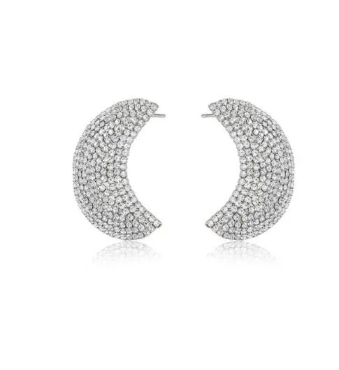 Pre Order:  Exaggerated Rhinestone Moon Earrings