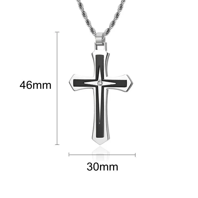 "Timeless Elegance: Wholesale Dropship Men's Stainless Steel Cross Pendant Necklace - Embrace Christian Fashion with Style!"