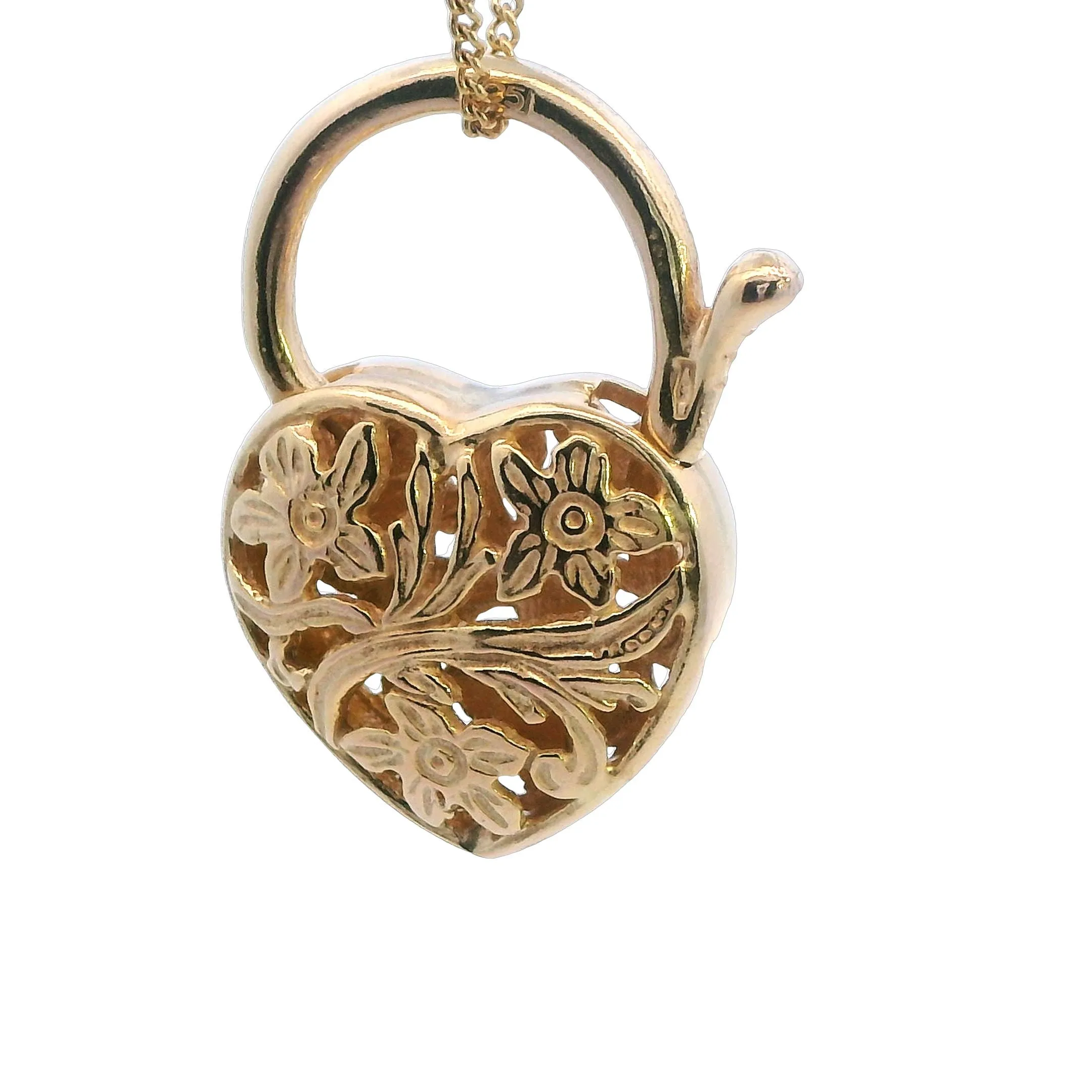 "Unlock Love This Valentine's": Timeless 9ct Yellow Gold Padlock Pendant