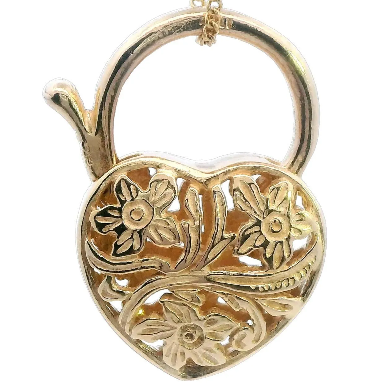 "Unlock Love This Valentine's": Timeless 9ct Yellow Gold Padlock Pendant