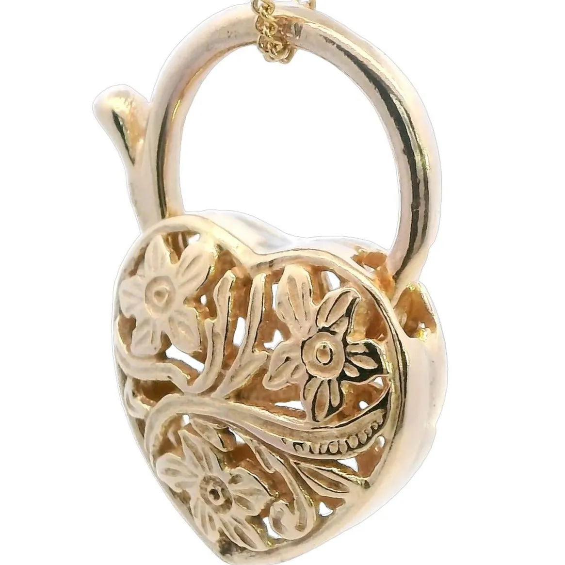 "Unlock Love This Valentine's": Timeless 9ct Yellow Gold Padlock Pendant