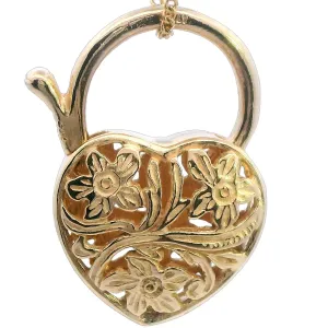 "Unlock Love This Valentine's": Timeless 9ct Yellow Gold Padlock Pendant