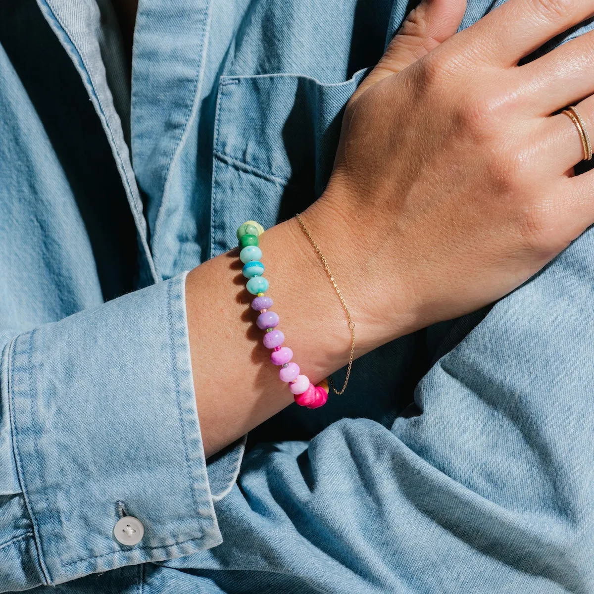 Rainbow Peruvian Opal Beaded Bracelet