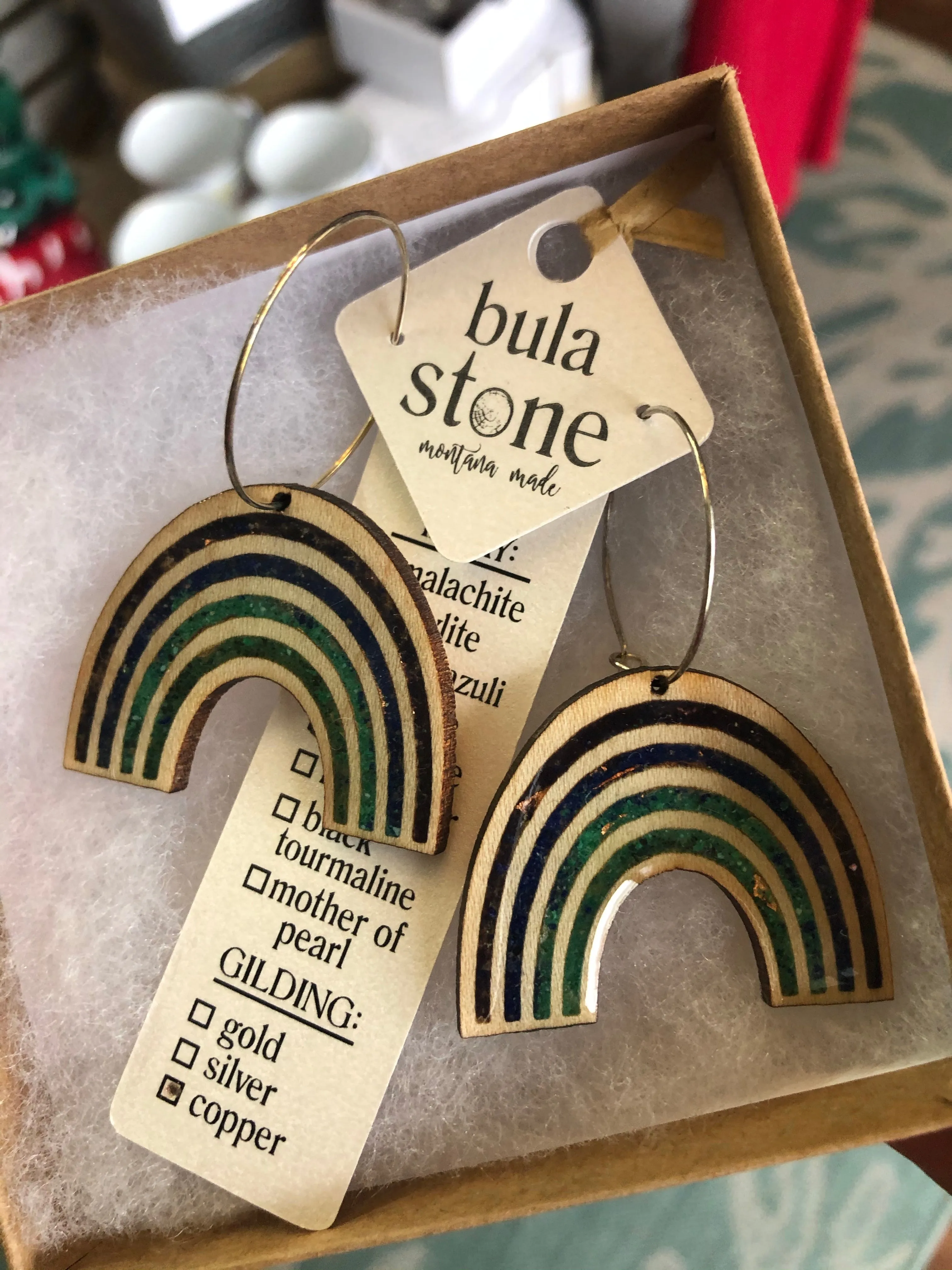 Rainbow Wood Ombré Earrings - White Wood