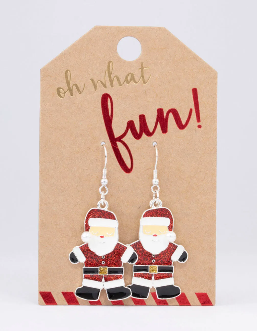 Red Glitter Santa Drop Earrings