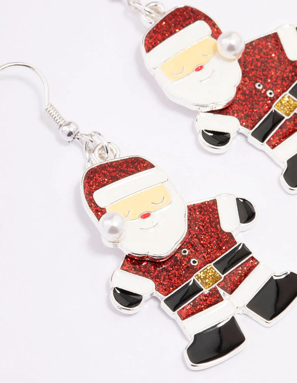 Red Glitter Santa Drop Earrings