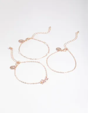 Rose Gold Diamante Bracelet Pack