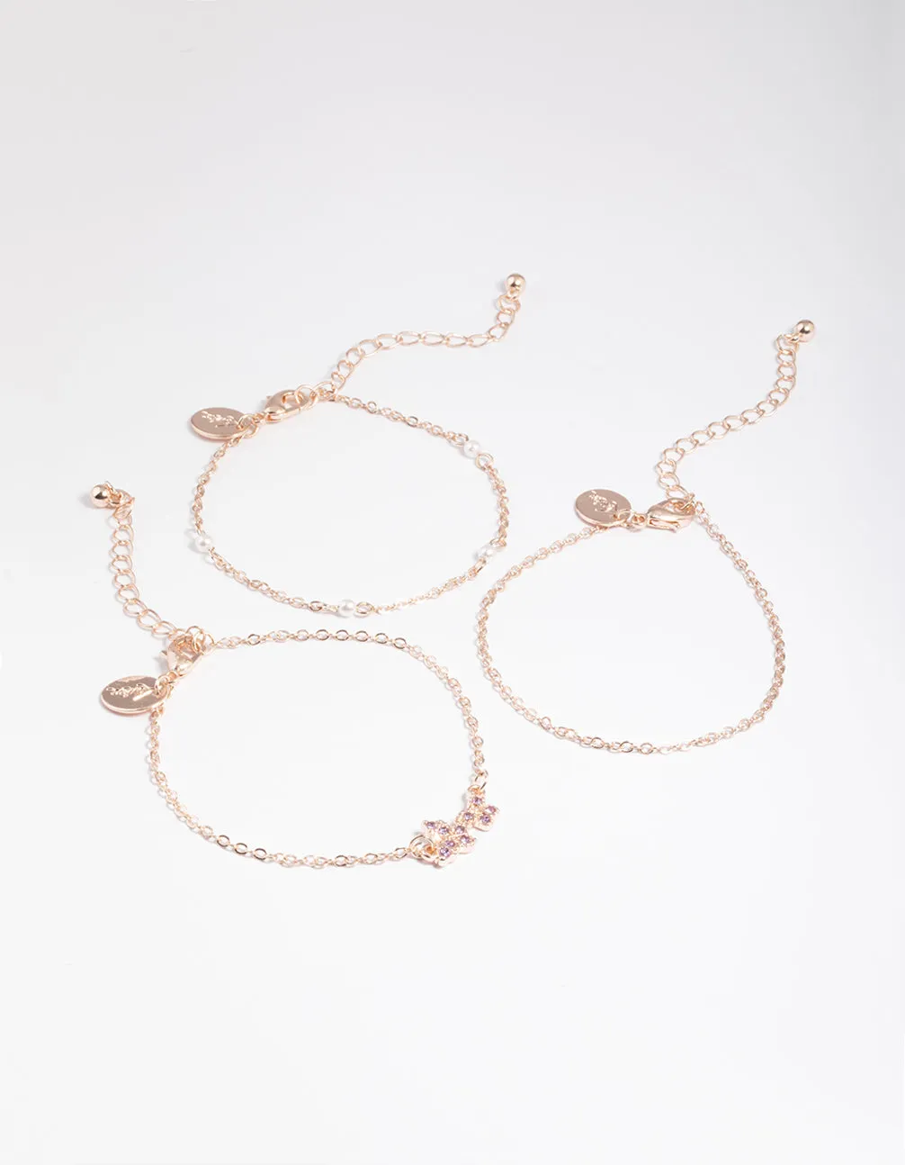 Rose Gold Diamante Bracelet Pack