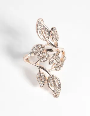 Rose Gold Diamante Petal Ring