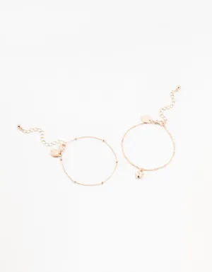 Rose Gold Twisted Puffy Heart Bracelets 2-Pack