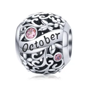 Rose Pink Birthstone October Charm 925 Sterling Silver