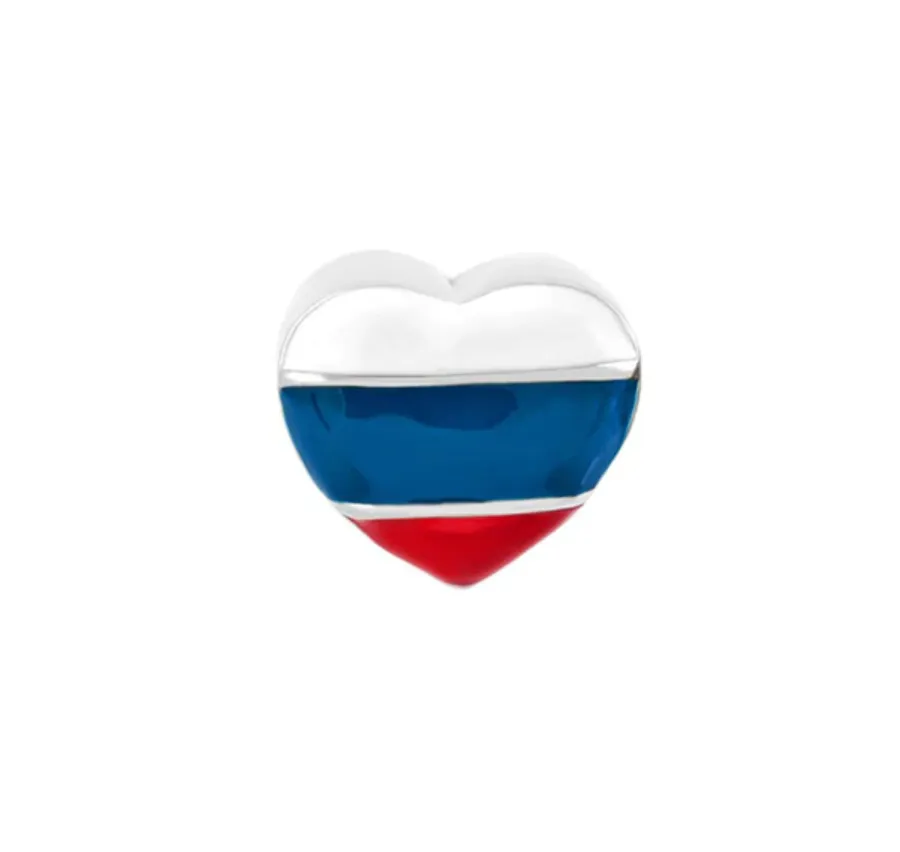 Russia Flag Heart Bead