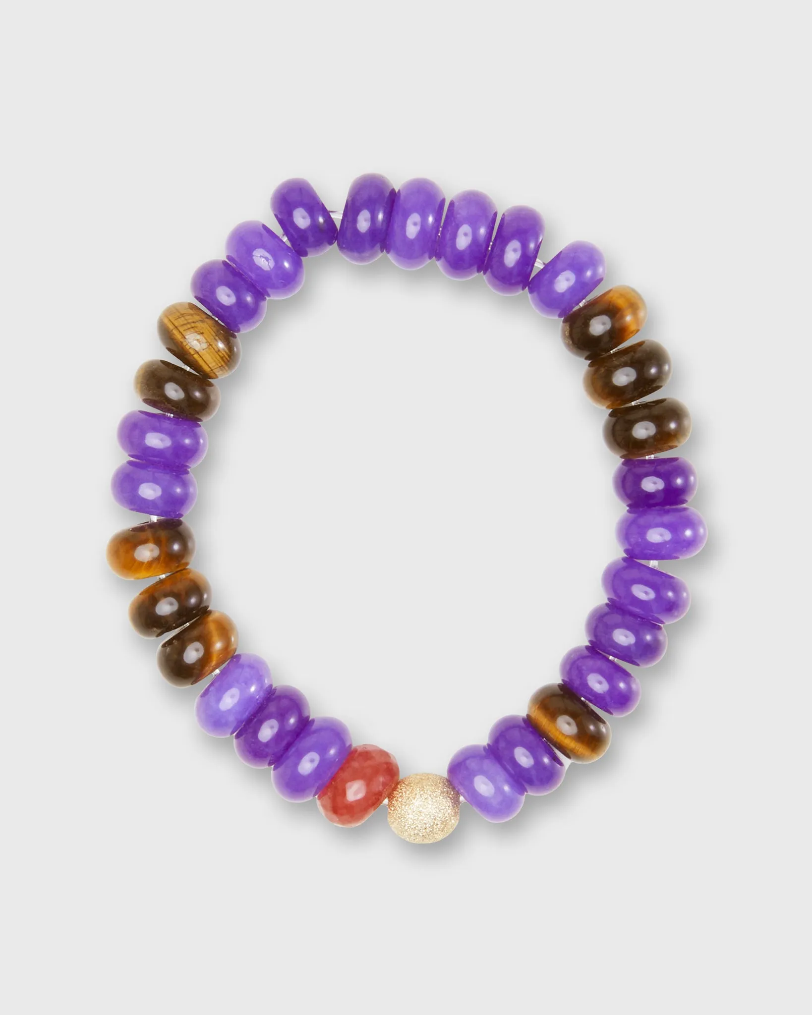 Semi Precious Beaded Bracelet in Purple Tiger