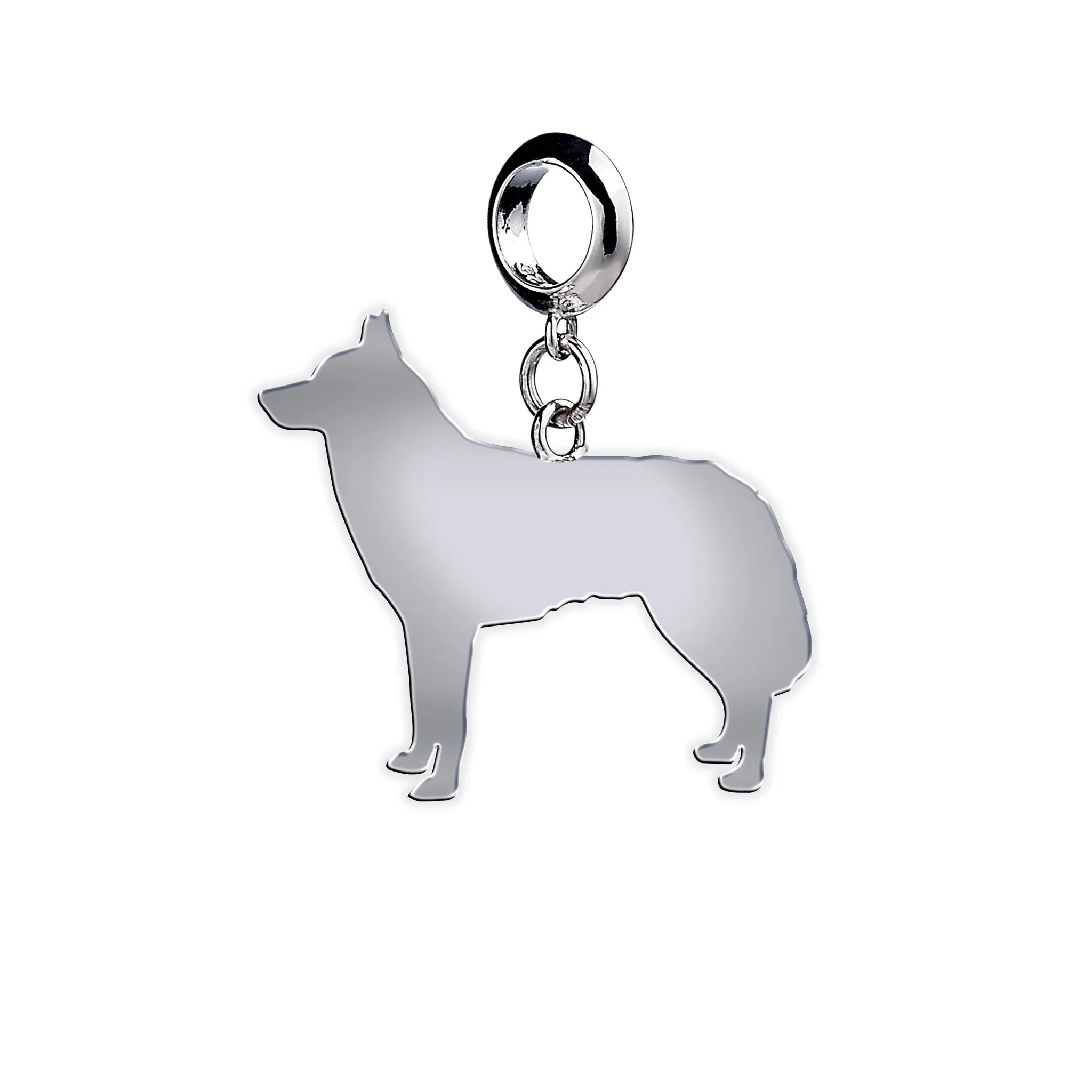 Siberian Husky Silhouette Silver Charm