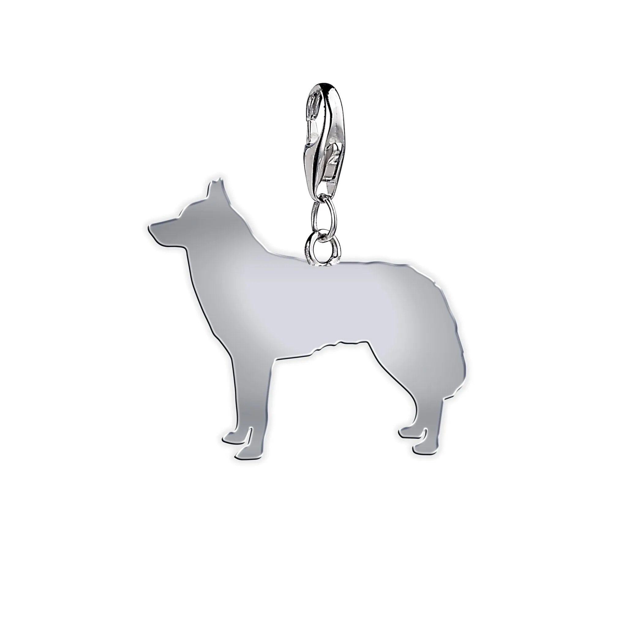 Siberian Husky Silhouette Silver Charm