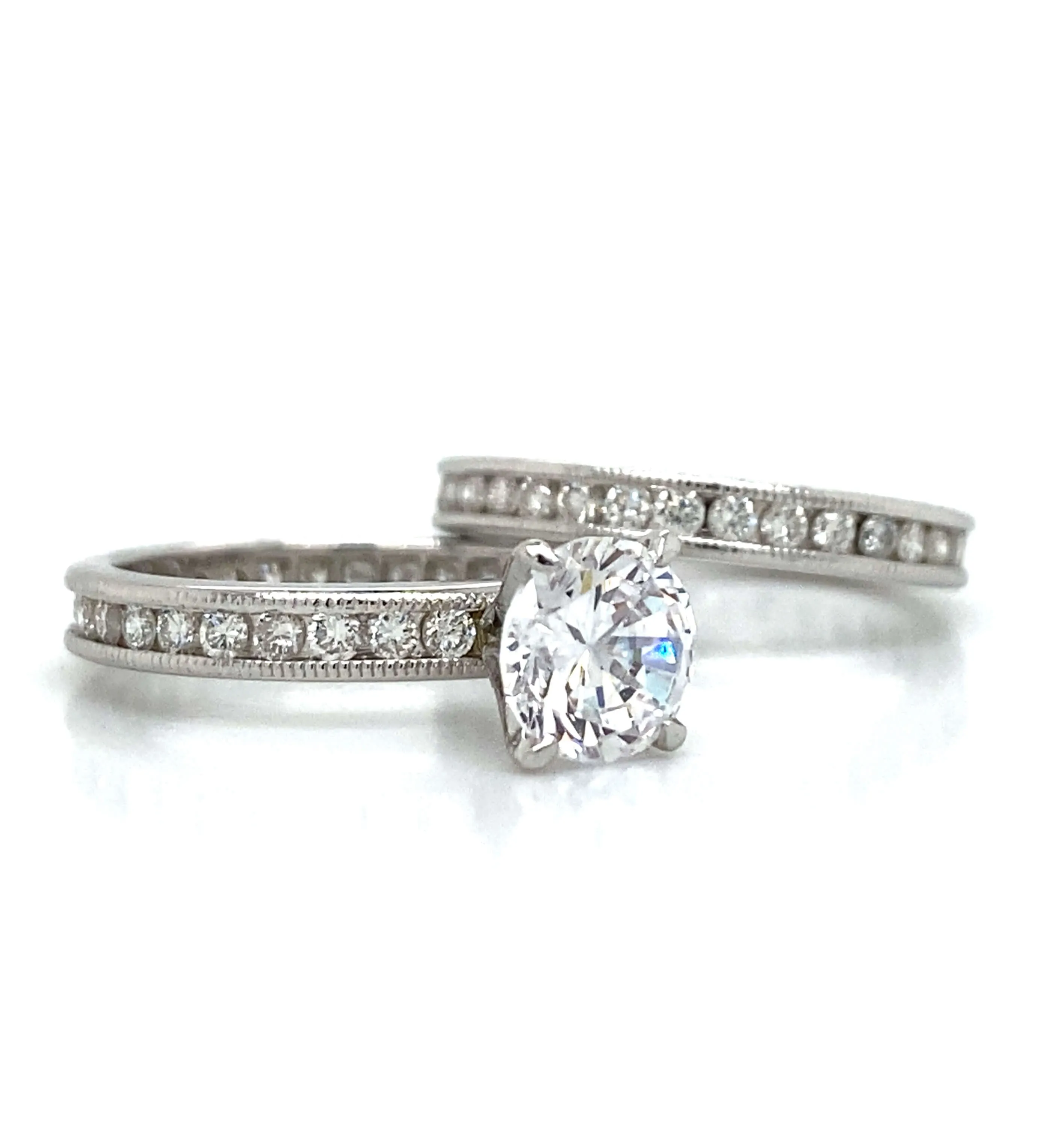 Side Stone Eternity Bridal Set in Platinum