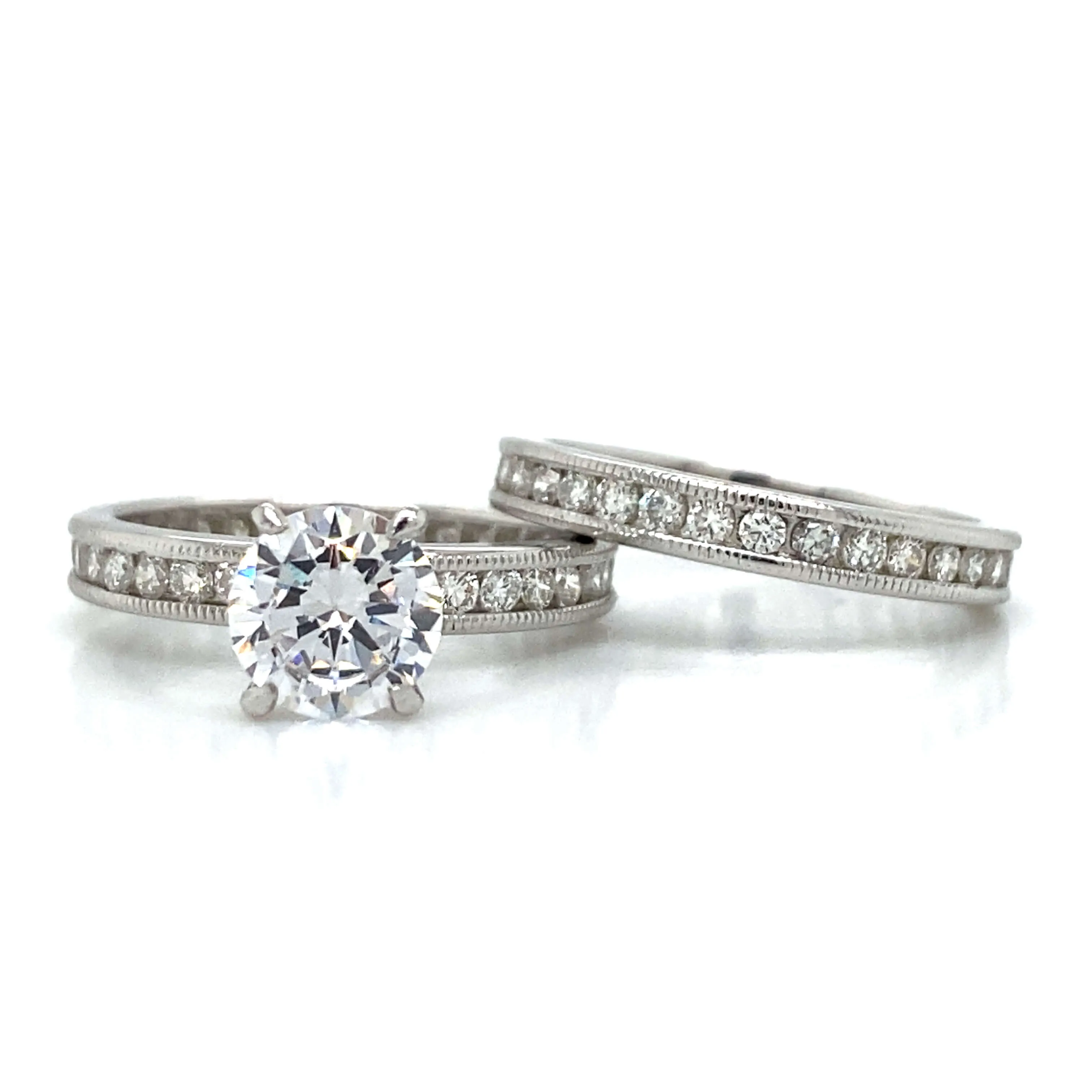 Side Stone Eternity Bridal Set in Platinum