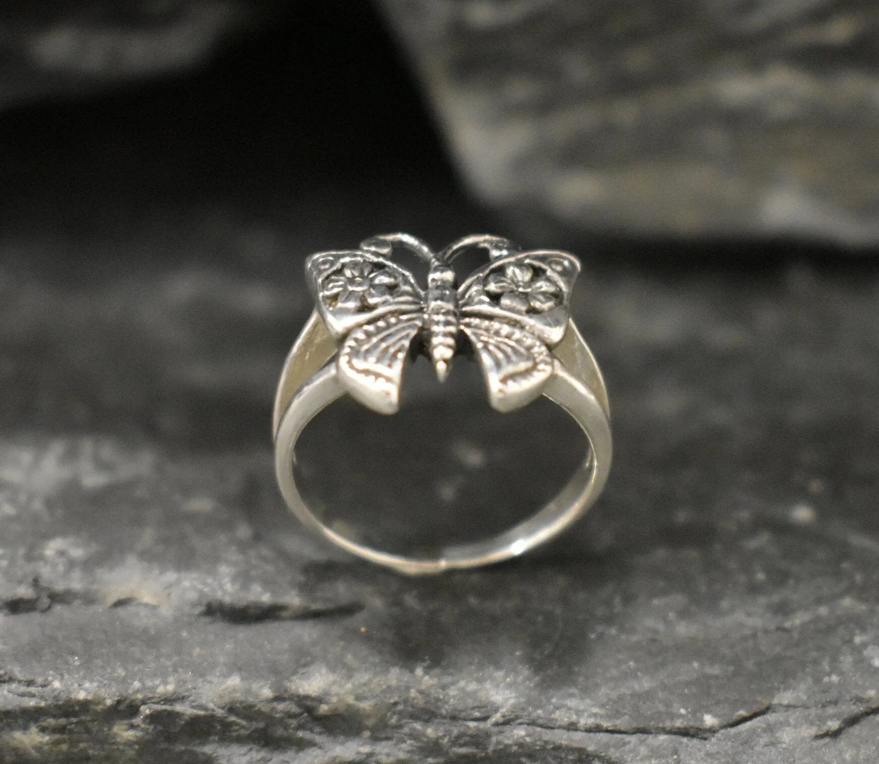 Silver Butterfly Ring - Small Butterfly Ring - Small Animal Ring