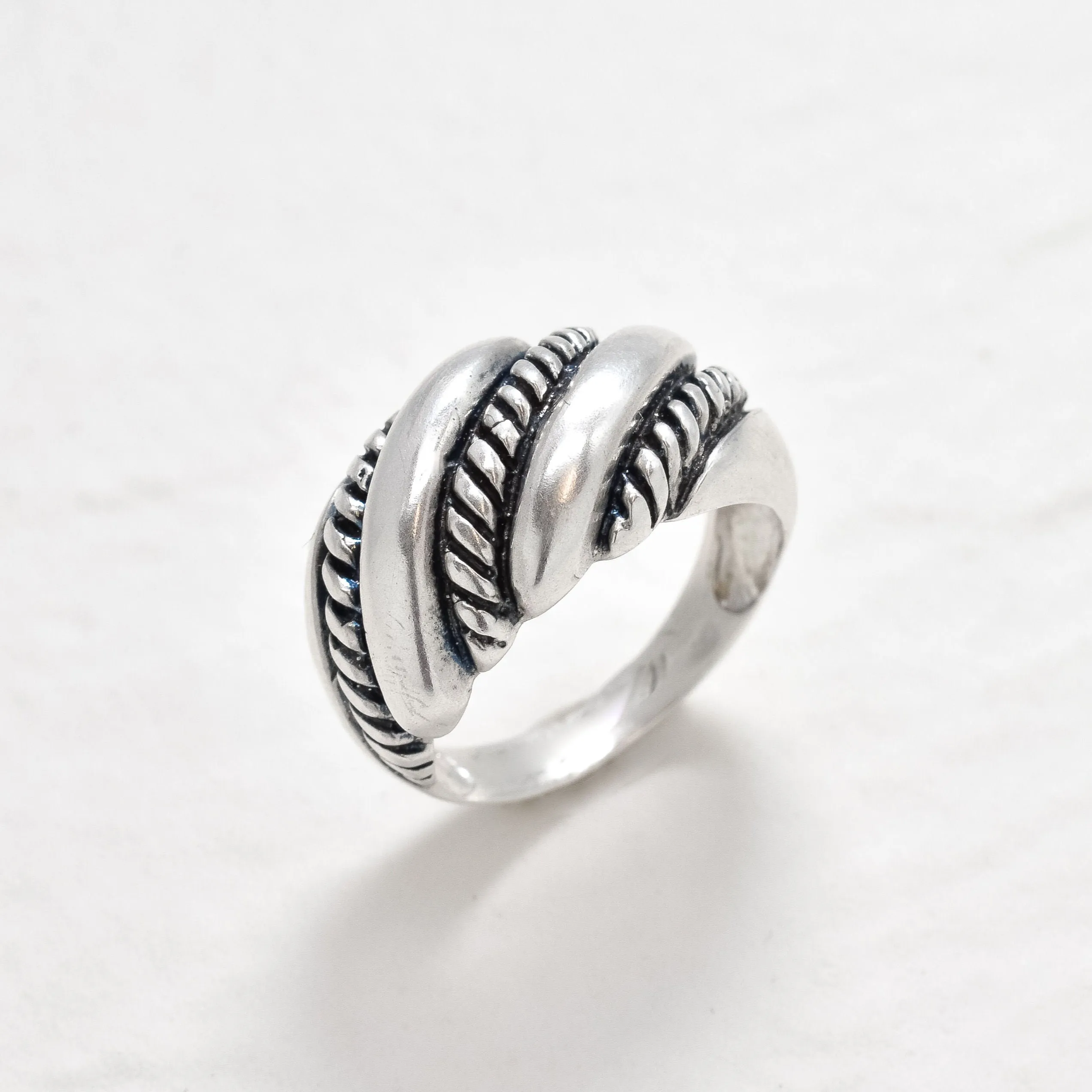 Silver Chunky Ring - Large Twisted Ring - Snail Shell Ring