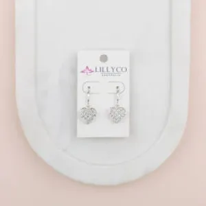 Silver Crystal Bling Heart Earring**