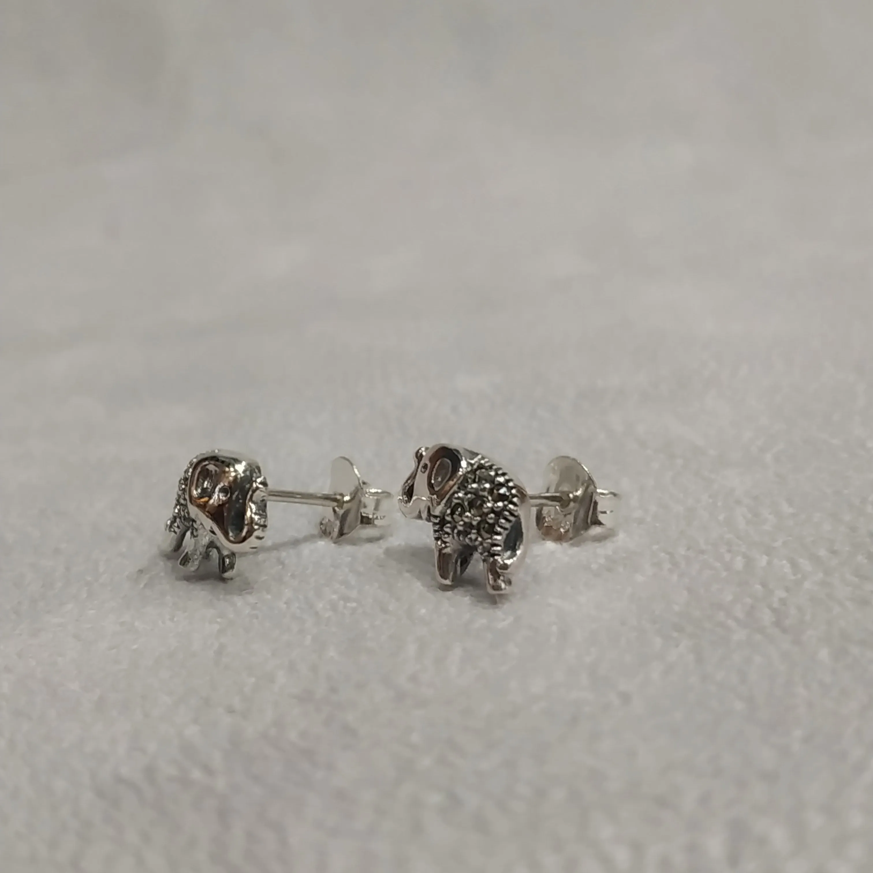 Silver Marcasite Elephant studs Earrings