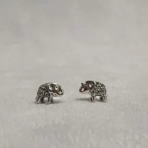 Silver Marcasite Elephant studs Earrings