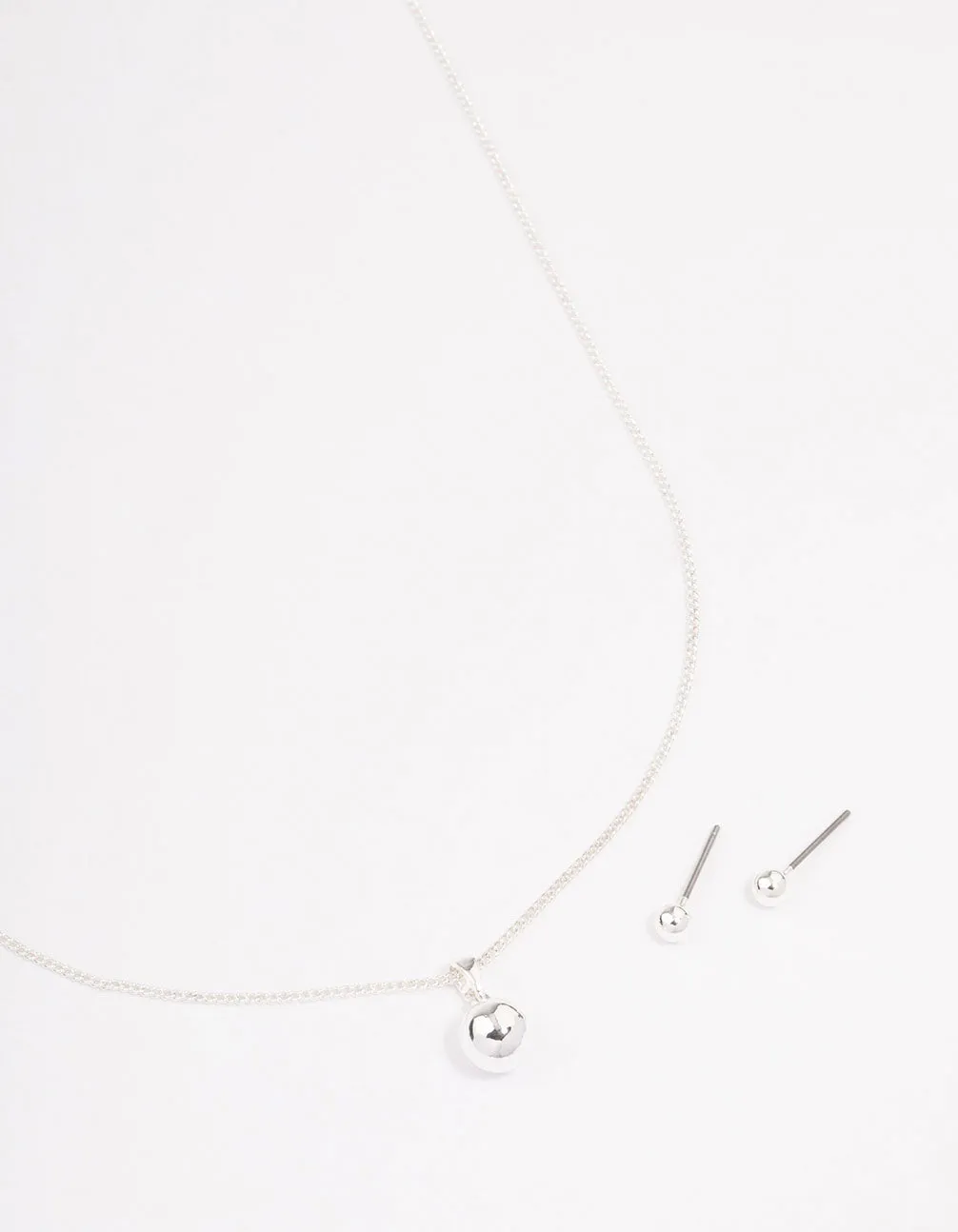 Silver Plain Ball Jewellery Set