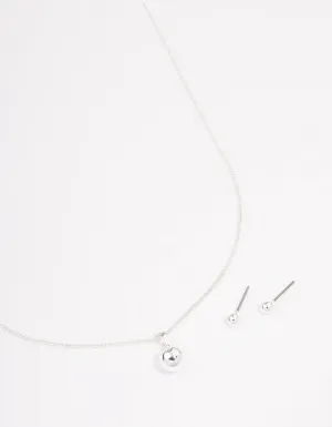 Silver Plain Ball Jewellery Set