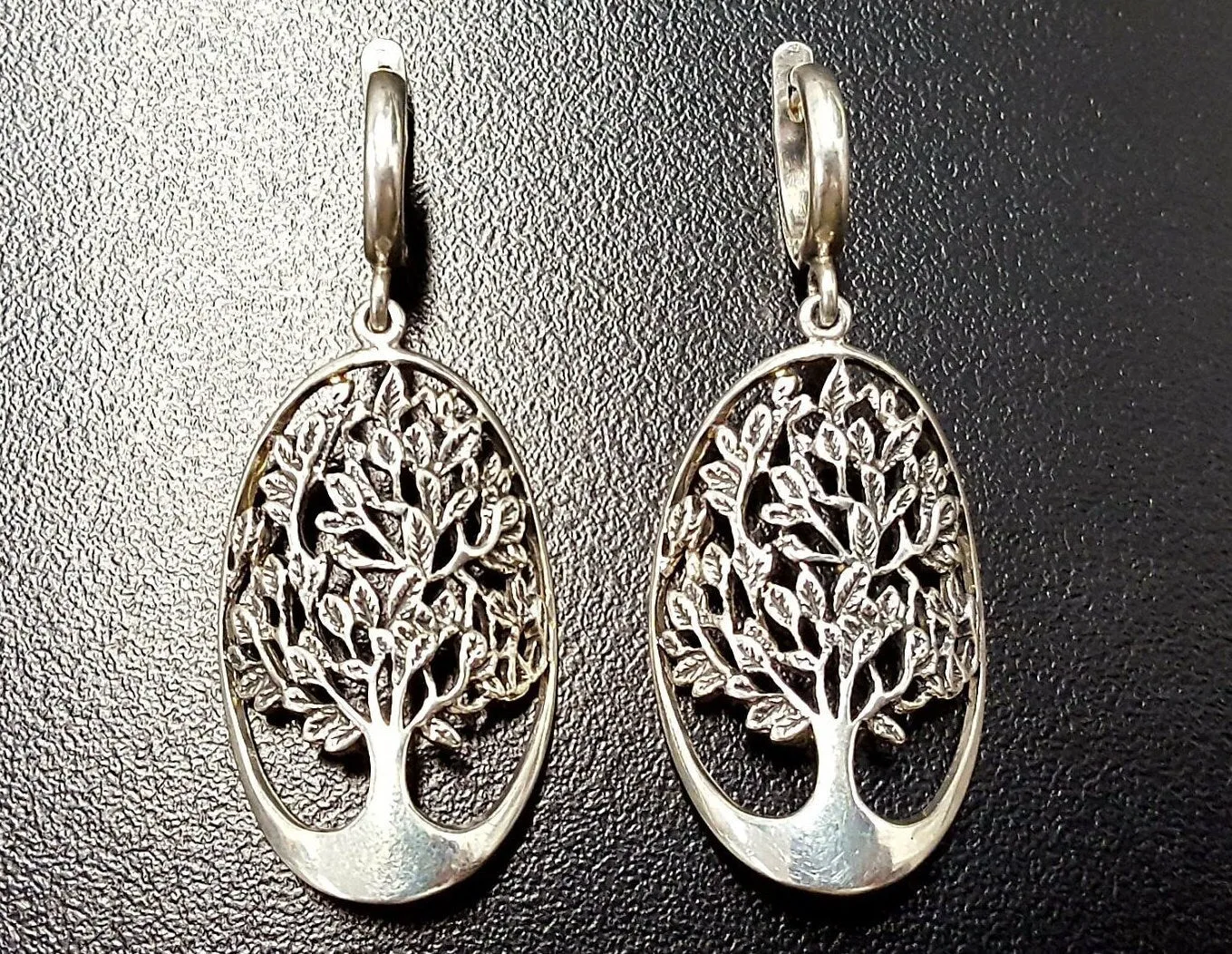 Silver Tree Earrings - Tree Statement Earrings - Dangling Tree Earrings