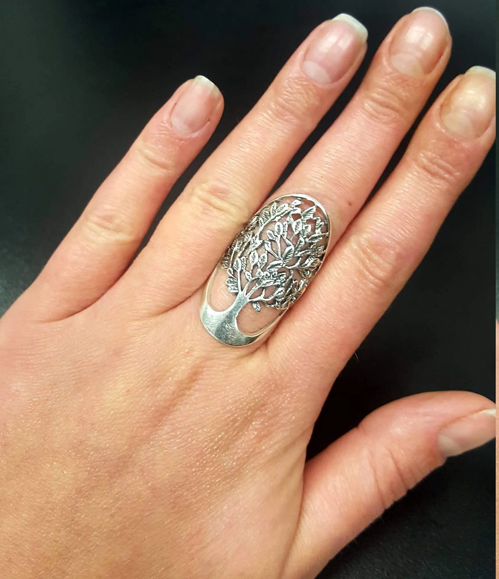 Silver Tree Ring - Tree Statement Ring - Family Tree Ring