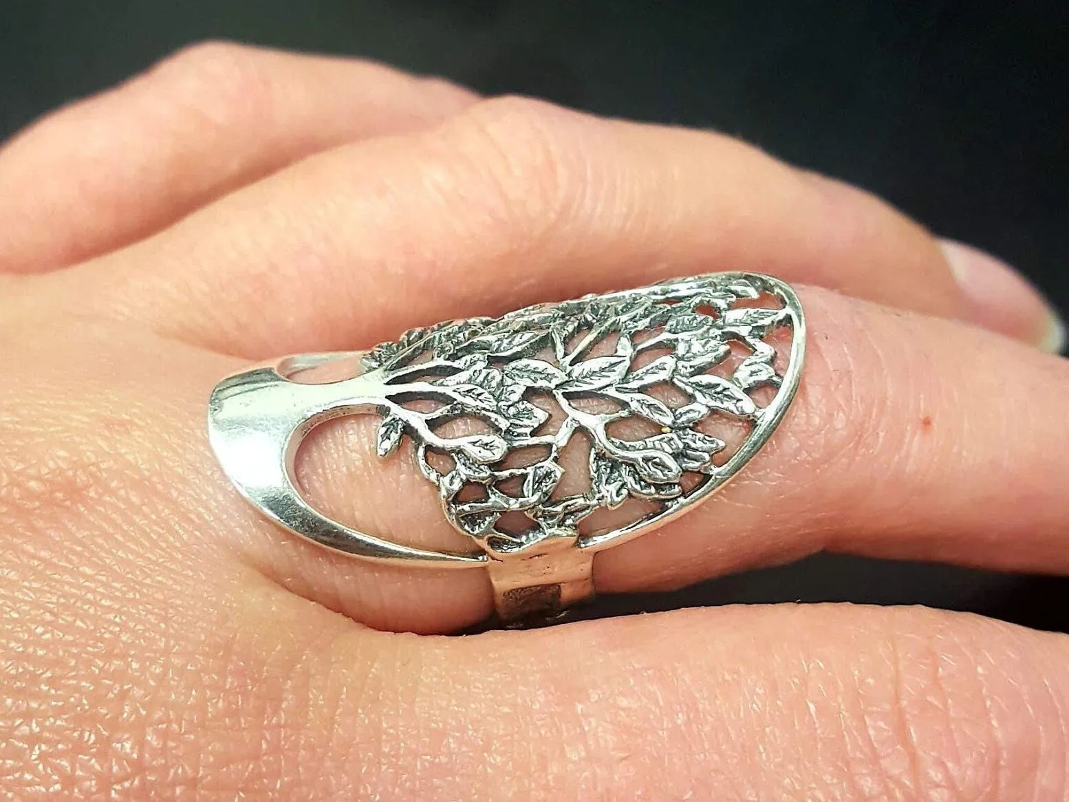 Silver Tree Ring - Tree Statement Ring - Family Tree Ring