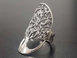 Silver Tree Ring - Tree Statement Ring - Family Tree Ring