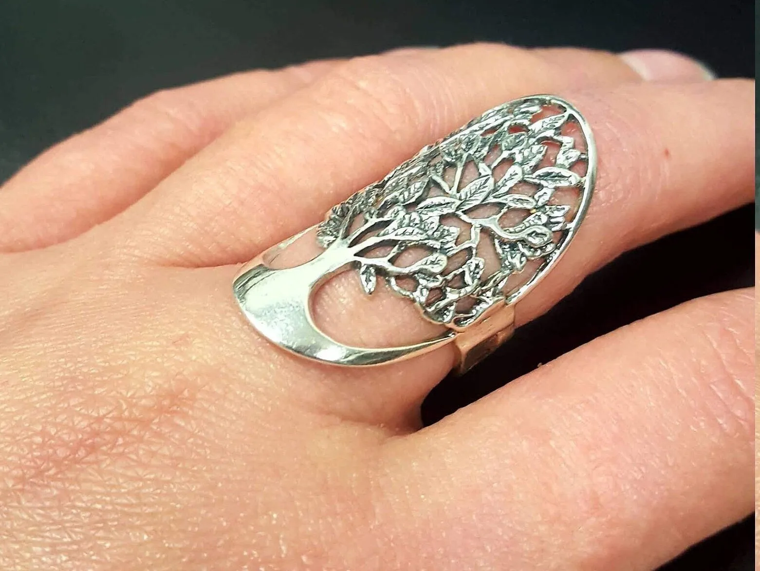 Silver Tree Ring - Tree Statement Ring - Family Tree Ring