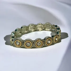 Silver with Gold Accent Round Stretch Bracelet