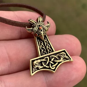 Small Flying Raven Mjolnir - Brass