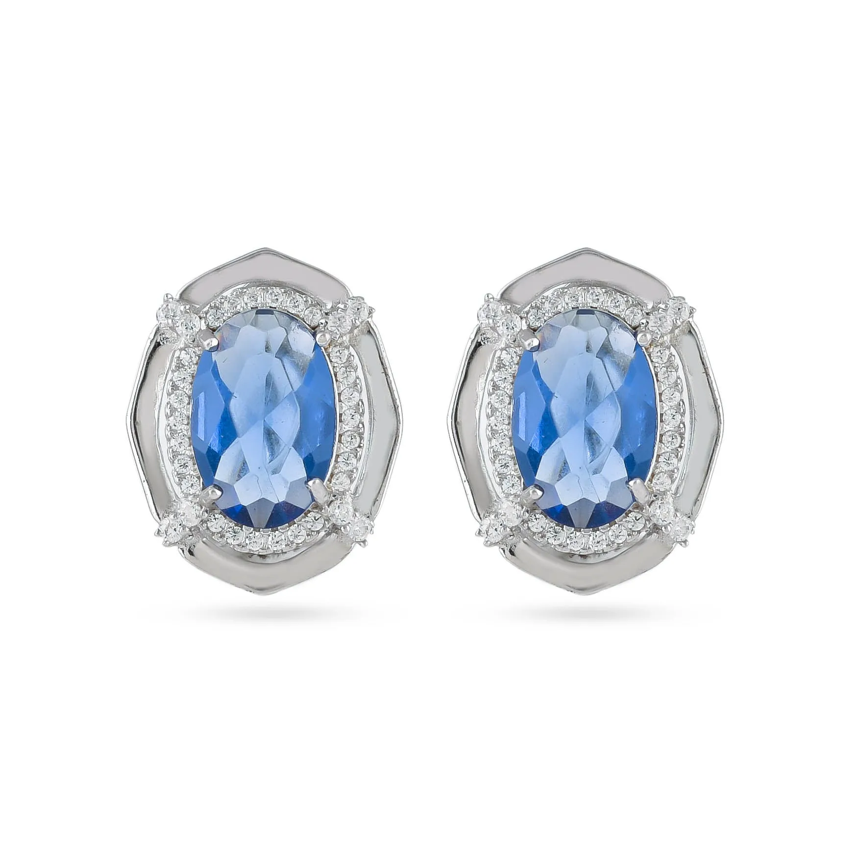 Sparkling Blue Cz Silver Earrings - From Purl