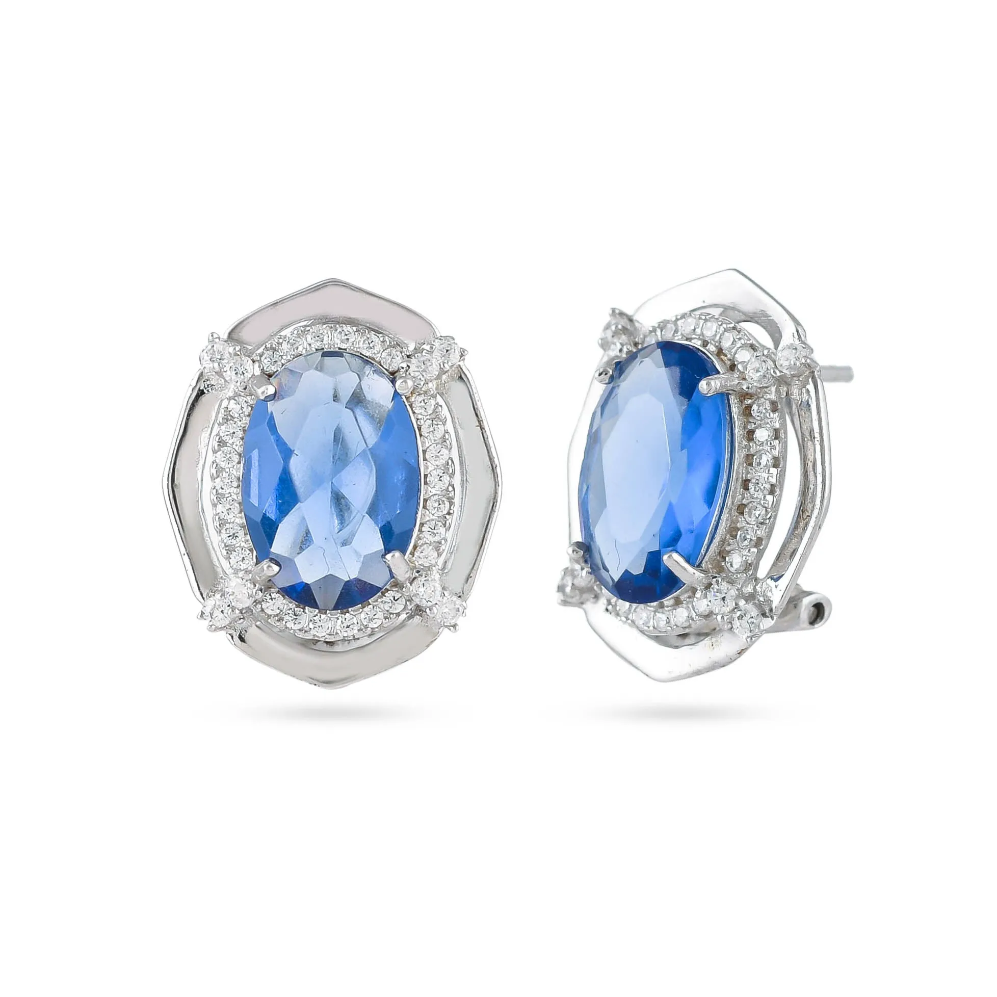 Sparkling Blue Cz Silver Earrings - From Purl