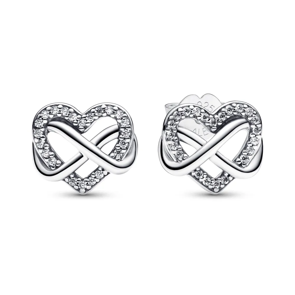 Sparkling Infinity Heart Stud Earrings