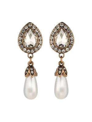 Sparkling Pearl Dangle Earrings