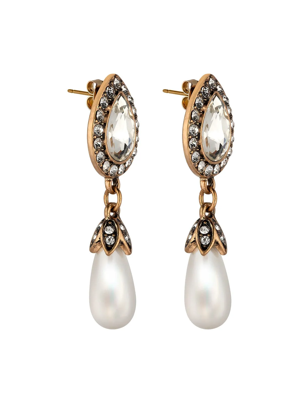 Sparkling Pearl Dangle Earrings