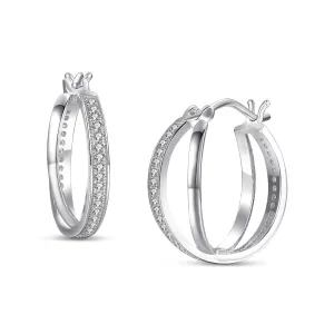 Sparkling Sterling Silver and Cubic Zirconia Hoop Earrings