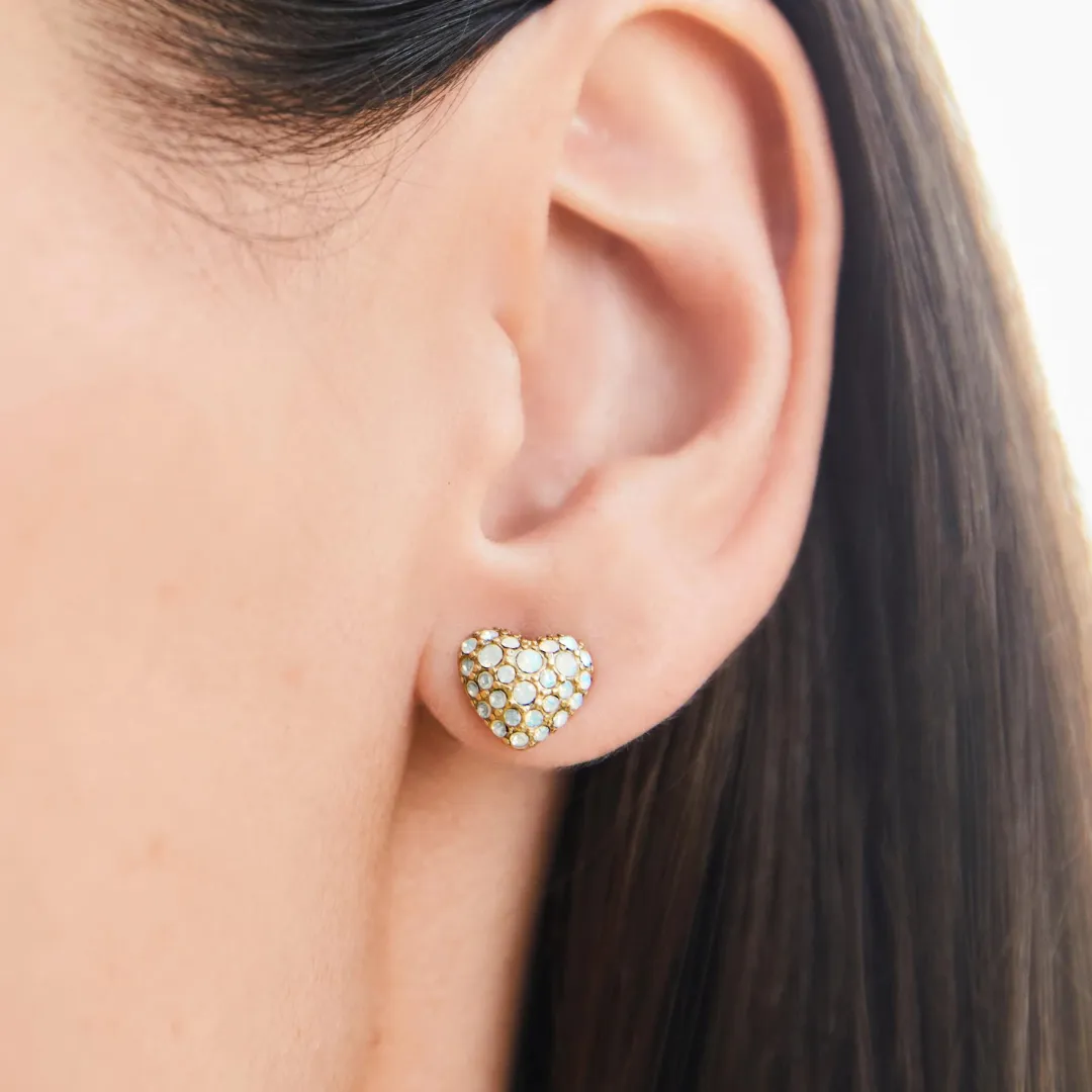 Spartina Splash White Opal Sparkling Heart Studs