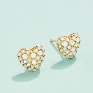 Spartina Splash White Opal Sparkling Heart Studs