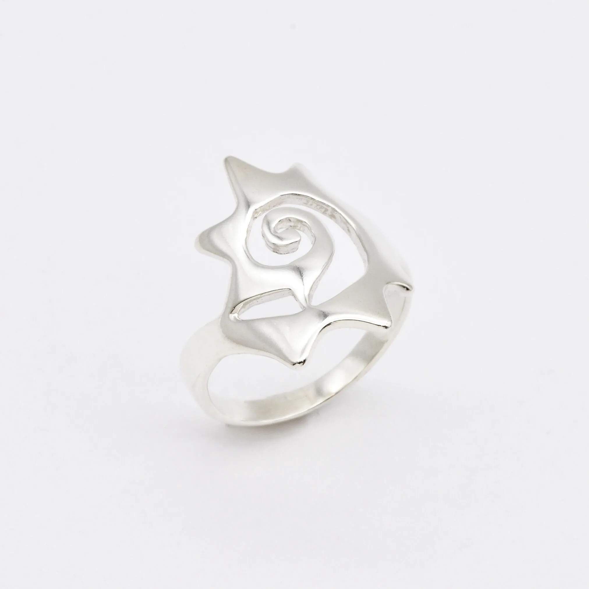 Spiral Sun Ring - Summer Silver Ring - Large Sun Ring