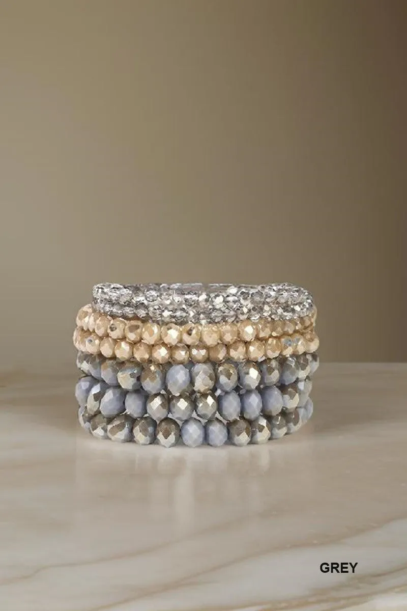 Stackable Beaded Bracelet Gray